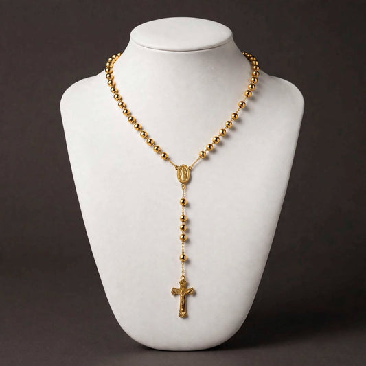 Rosario Cristo y San Judas 26” 📿 / Oro Laminado 18K