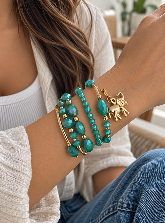 Espiral con elefante  / Chapa de Oro 14K
