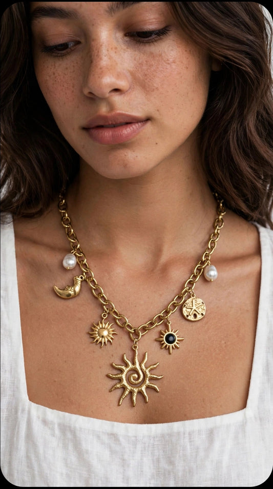 Collar con dijes / Acero Inoxidable