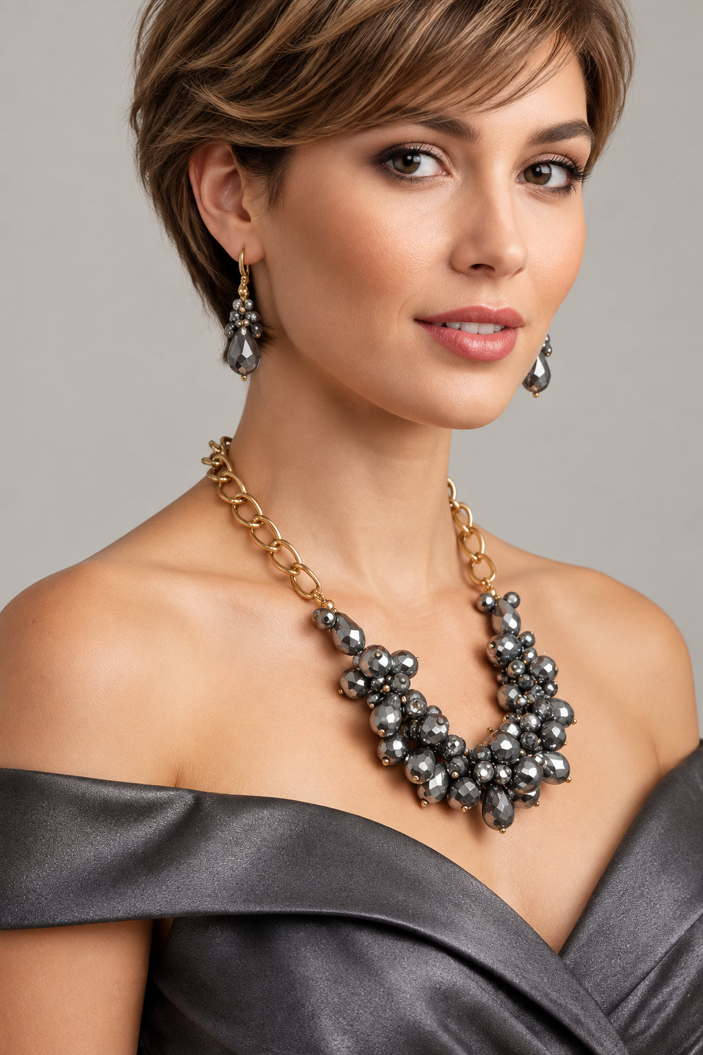 Set collar y aretes / Chapa de Oro 14K