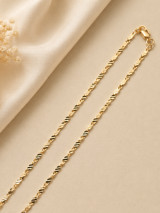 Cadena Diamantada 2.3mm 24” / Oro Laminado 18K