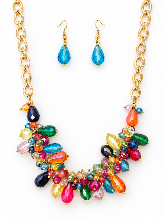 Set collar y aretes / Chapa de Oro 14K