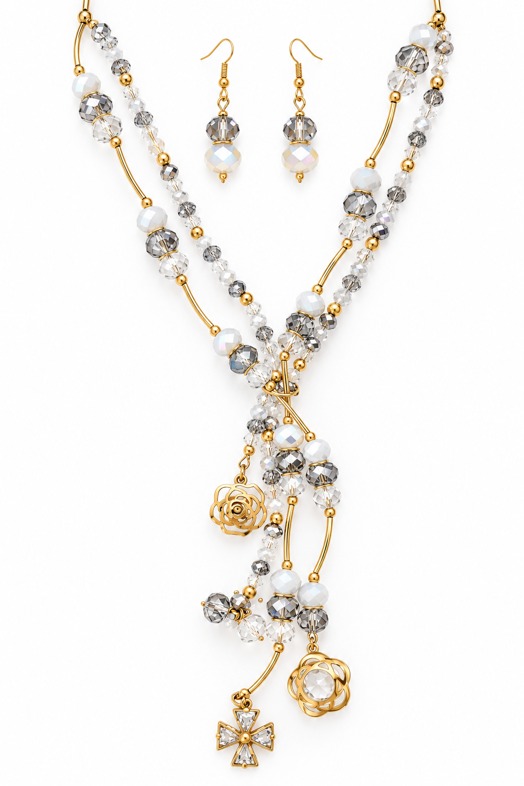 Set collar y aretes / Chapa de Oro 14K