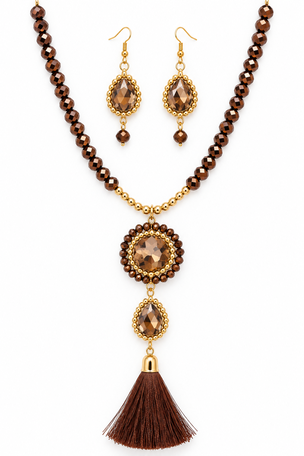 Set collar y aretes / Chapa de Oro 14K
