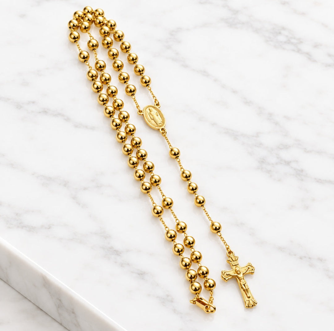 Rosario Cristo y San Judas 26” 📿 / Oro Laminado 18K