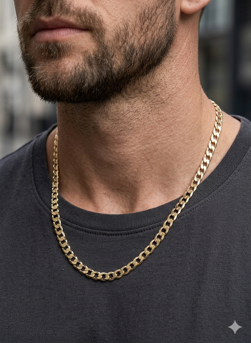 Cadena Cubana 7mm 24” / Oro Laminado 18K