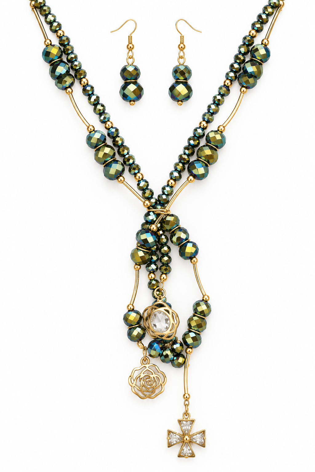 Set collar y aretes / Chapa de Oro 14K