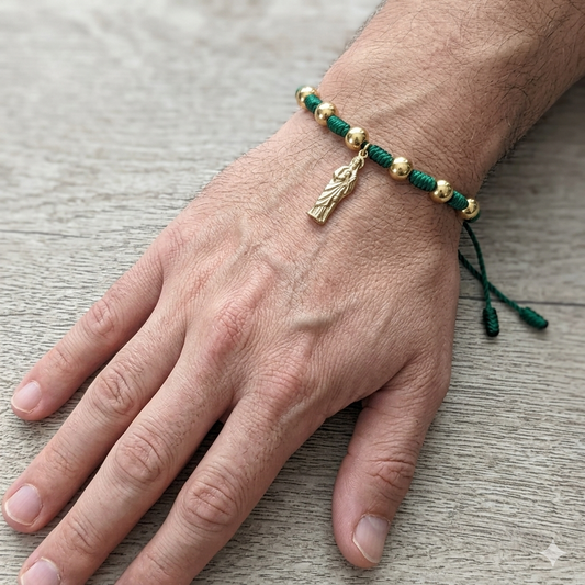 Pulsera de hilo San Judas / Chapa de Oro 14K